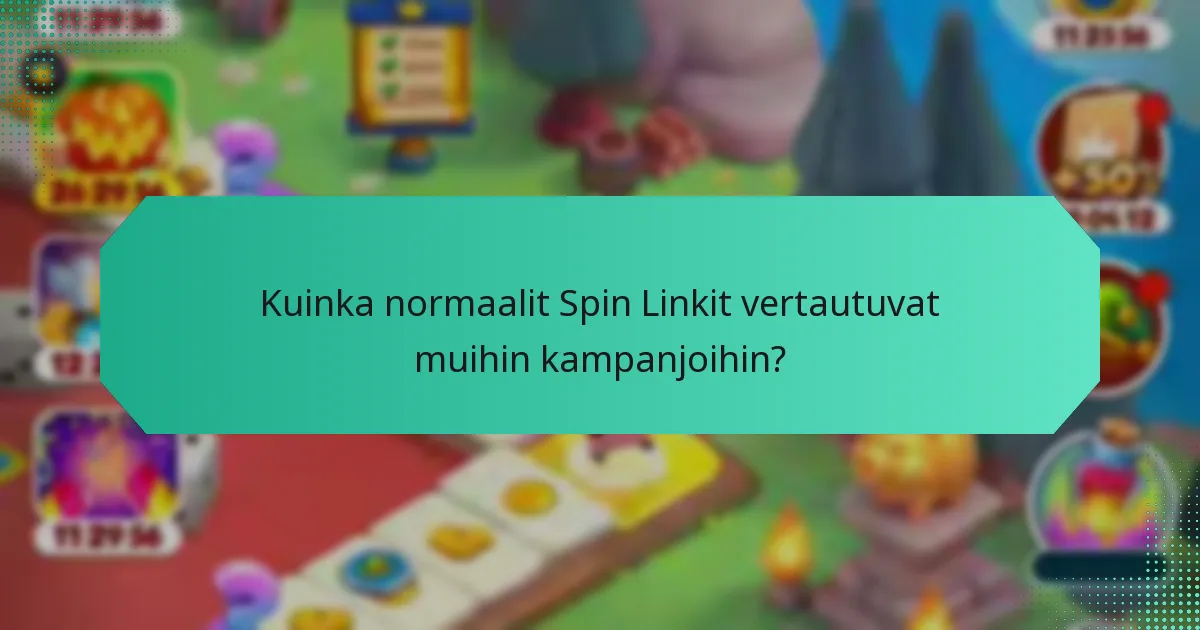 Mitkä ovat normaalien Spin Linkkien kanssa liittyvät standardipalkinnot?